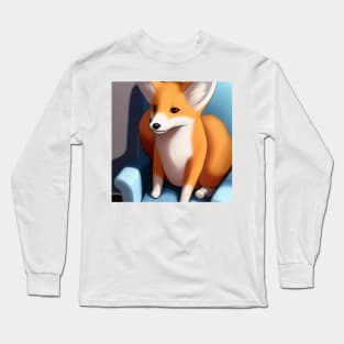 Serious Fox on sofa Long Sleeve T-Shirt